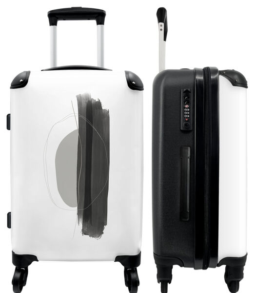 Bagage à main Valise avec 4 roues et serrure TSA (Peinture - Abstrait - Gris - Noir)