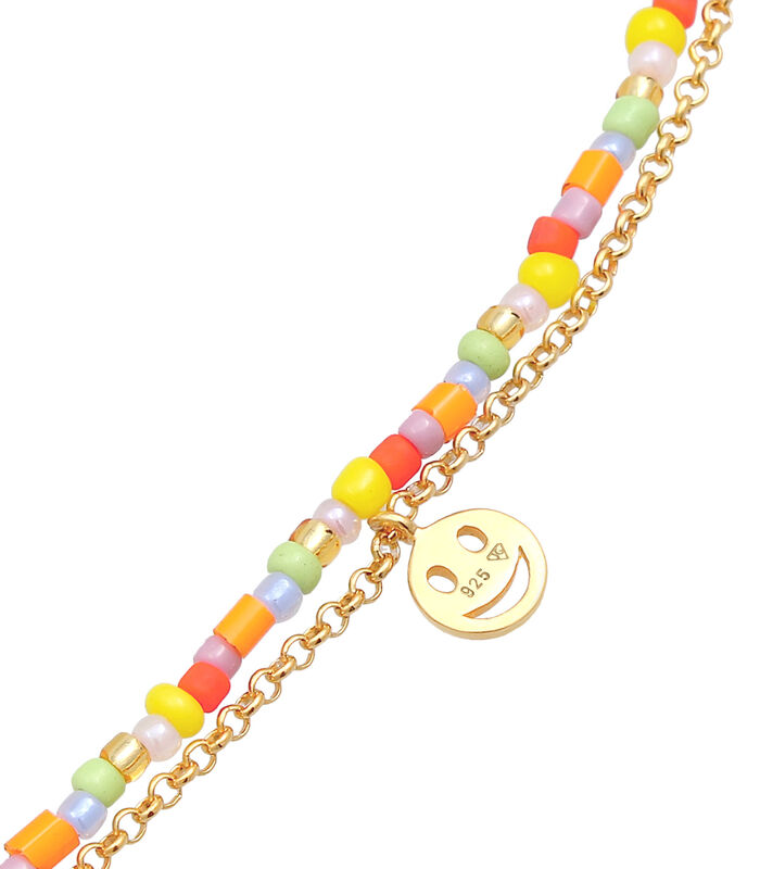 Bracelet Perles Pour Enfants Couche Beads Avec Smiling Face En Argent Sterling 925 Plaqué Or image number 3