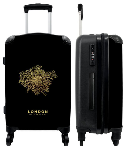 Bagage à main Valise avec 4 roues et serrure TSA (Or - Carte - Plan de ville - Londres)