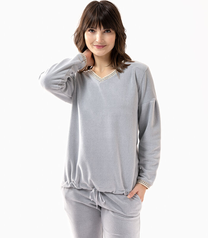 COMFY 602 grijs gemêleerde pyjama van microfleece image number 1