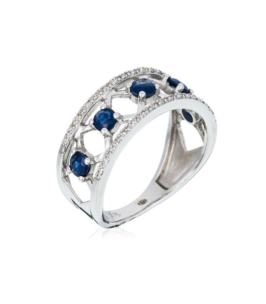 Ring 'Lady Blue Saphir' witgoud en diamanten