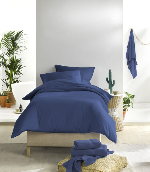 Housse de couette Coton Satin Olivia - Simple - 140 x 200/220 cm - Bleu