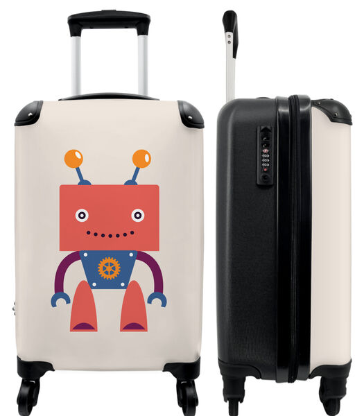 Ruimbagage koffer met 4 wielen en TSA slot (Kinderen - Robot - Roze - Antenne)