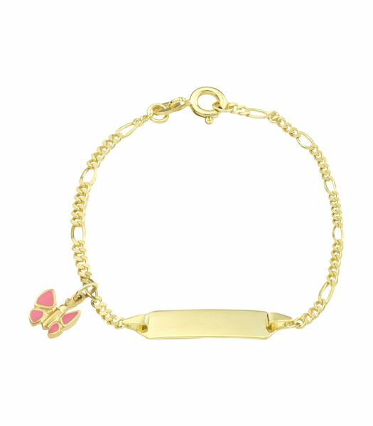 ID armband voor meisjes, goud 375, vlinder