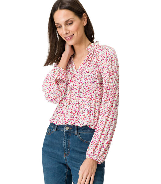 Geplooide blouse met bloem