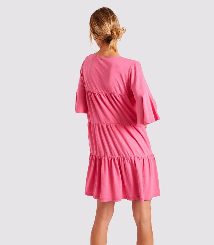 Roze wijde korte jurk Kimi Enoha image number 2