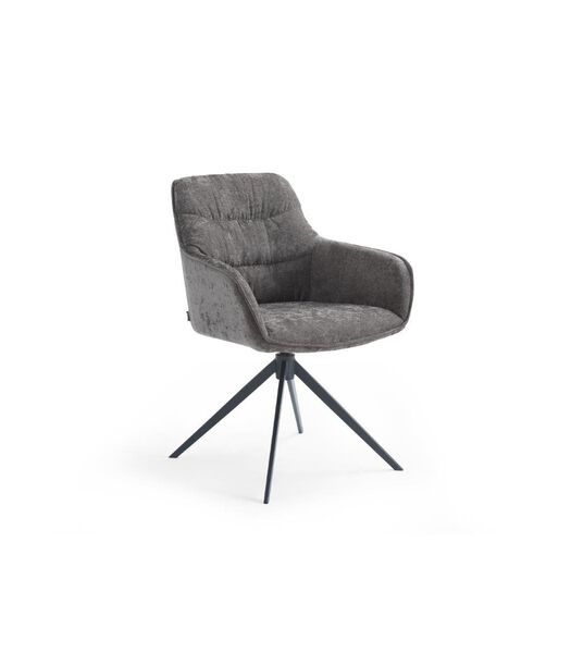 Threehundredsixty - chaise de salle à manger - tissu oxford - gris taupe - rotation à 360° - 4 pieds en acier