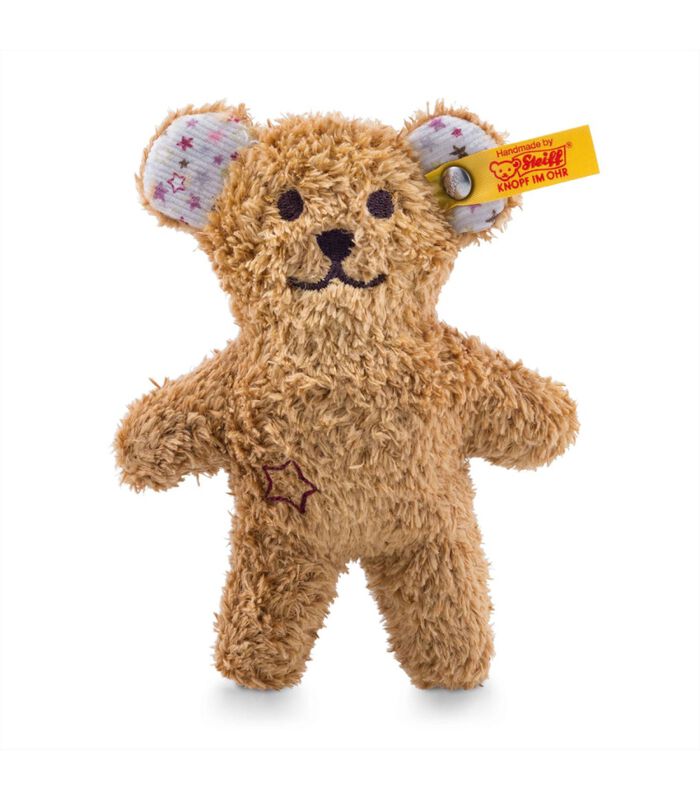 knuffel mini teddybeer met knisperfolie en rammelaar, bruin image number 0
