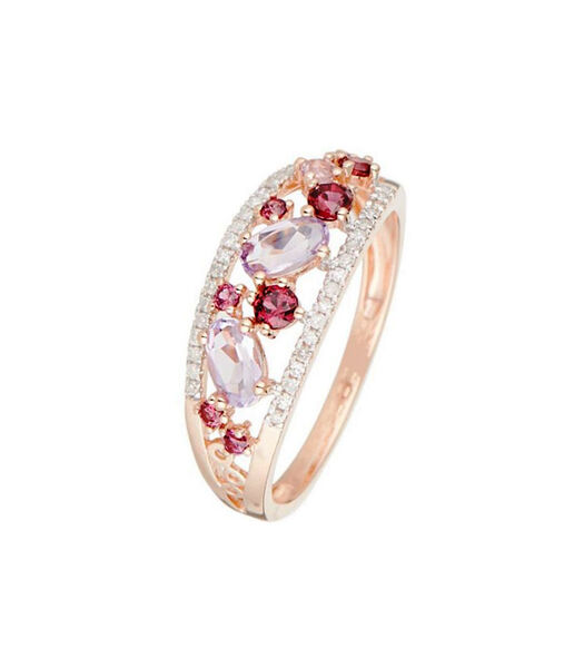 Ring 'Amore' roze goud en edelstenen