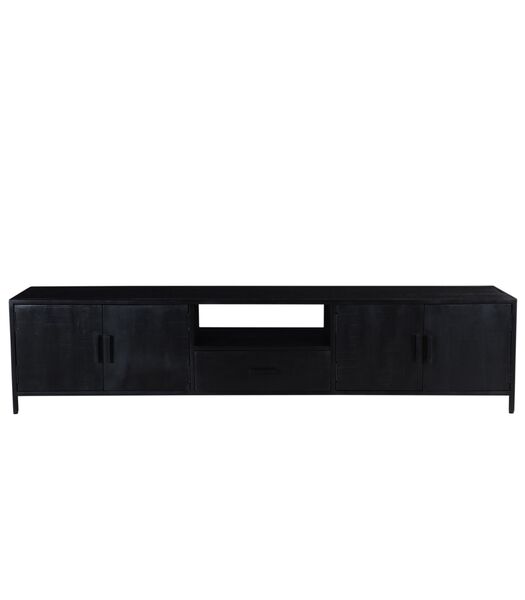 Black Omerta - Meuble TV - 220cm - mangue - noir - 4 portes - 1 tiroir - 1 niche - châssis acier