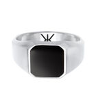 Ring Heren Signet Ring Emaille Zwart Basis Trend In 925 Sterling Zilver Verguld image number 1
