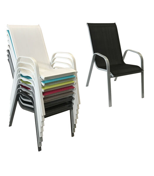 Lot de 4 chaises MARBELLA en textilène noir - aluminium gris