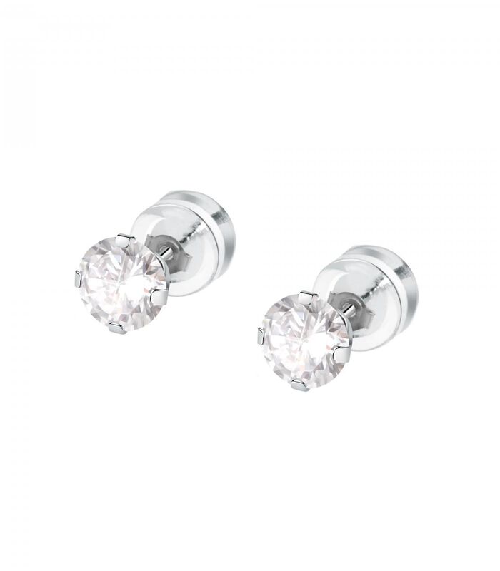 Boucles D'Oreilles en or blanc 375, zircons B-CLASSIC image number 0