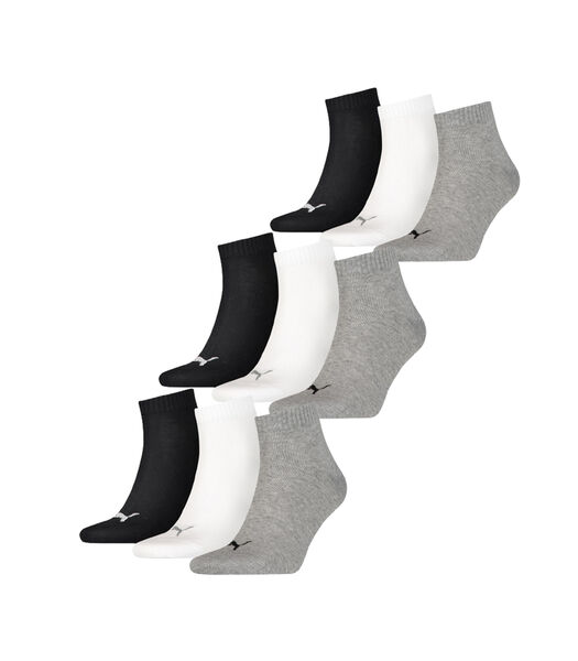 Lot de 9 paires de chaussettes basses unisexes Noir/Blanc/Grise