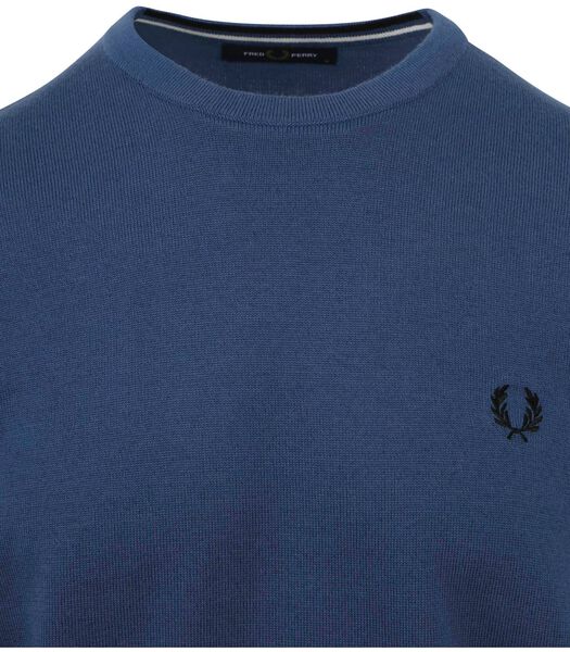 Fred Perry Sweater Laine Mélangé Logo Bleu