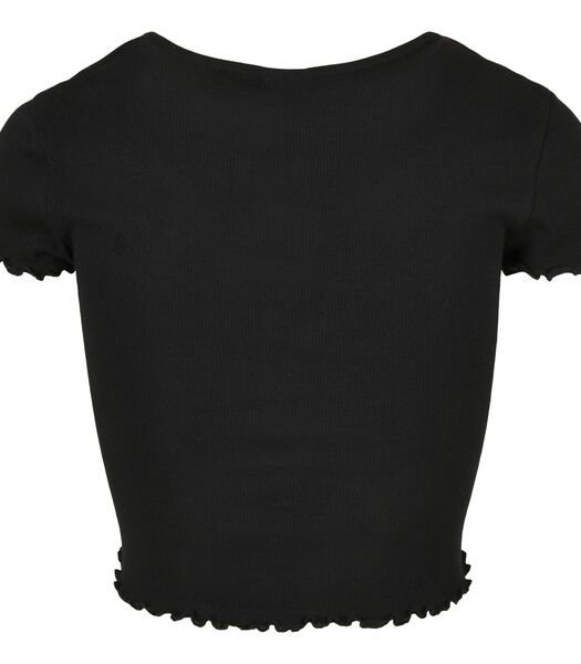 T-shirt femme cropped button up rib