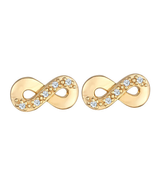Boucles D'oreilles Femmes Clous D'oreilles Symbole Infini Étincelant Avec Diamant (0.15 Ct) En Argent Sterling 925