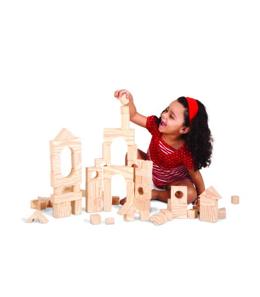 Blocs en mousse pour enfants imitation bois - 3,5 cm d'épaisseur - 80 pièces en boîte.