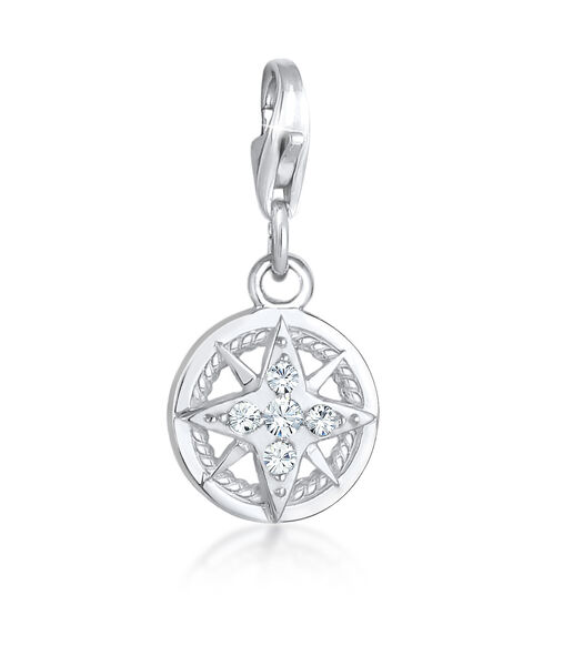 Amulette Symbole Maritime De La Boussole Pour Dames Avec Cristaux En Argent 925 Sterling