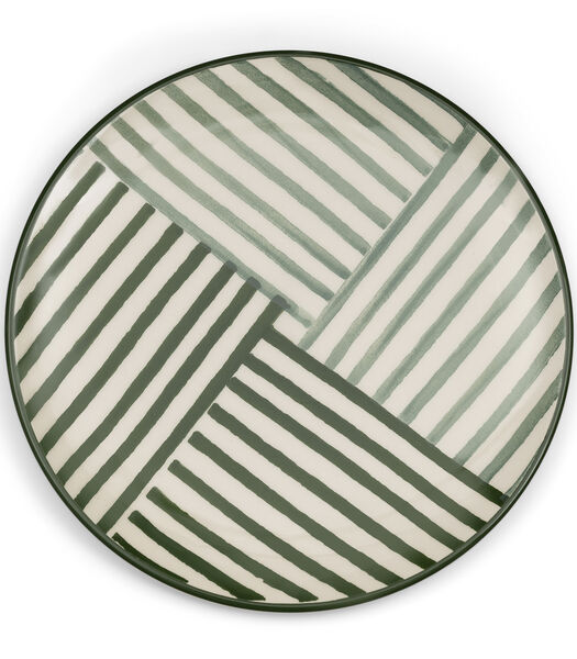 Menton ontbijtbord Groen gekleurde print - bord 21 cm - Aardewerk