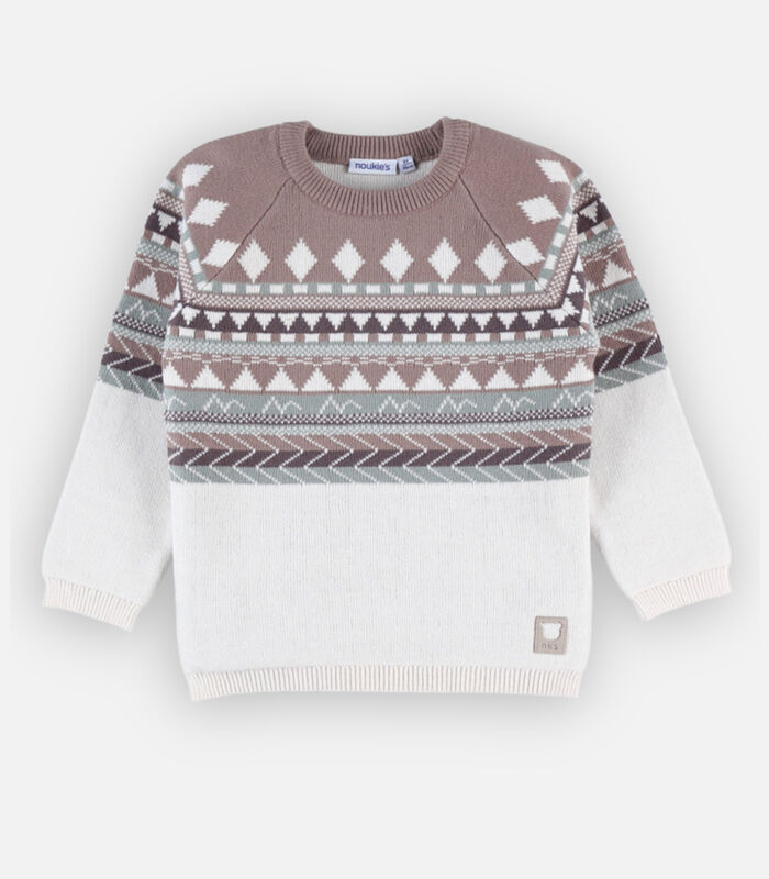 Pull tricot Noël, écru/brun image number 3