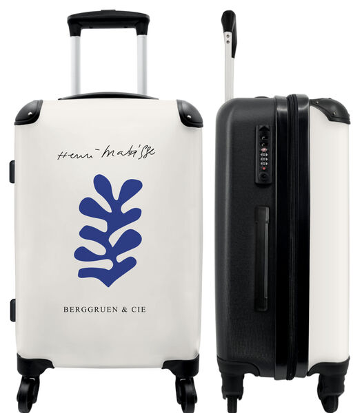 Valise spacieuse avec 4 roues et serrure TSA (Art - Feuille - Bleu - Matisse - Abstrait)