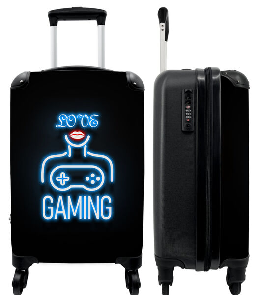 Ruimbagage koffer met 4 wielen en TSA slot (Neon - Tekst - Love gaming - Blauw - Vrouwen)