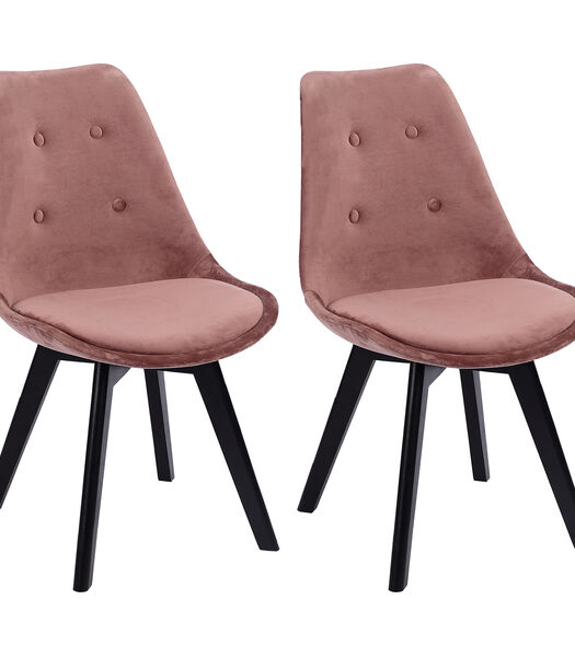 Lot de 2 chaises en velours NORA roses avec coussin