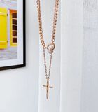 Dubbele ketting met stenen ring hangers en LISA kruis image number 1