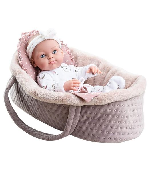 Babypop Mini-Pikolines meisje in draagmand - 32 cm
