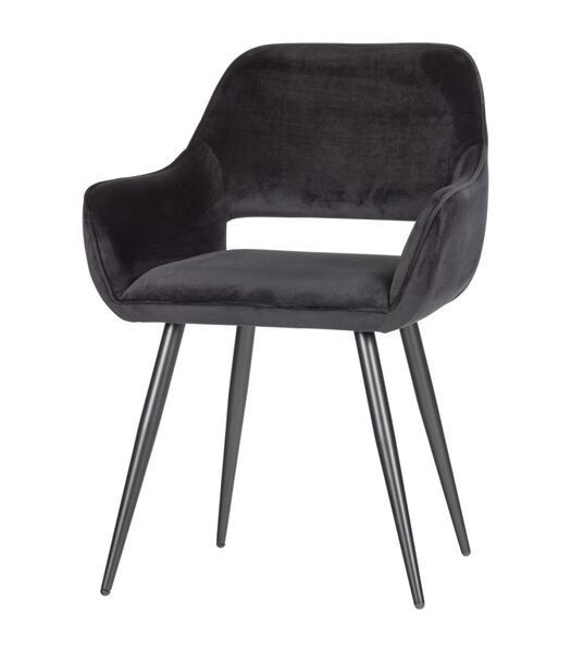 Lot de 2 Chaises de table - Velours - Noir - 80x60x57 cm - Jelle