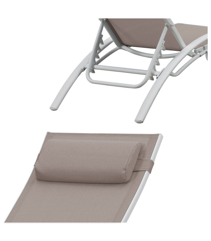 Set van 2 GALAPAGOS ligstoelen in taupe textilene - wit aluminium image number 2