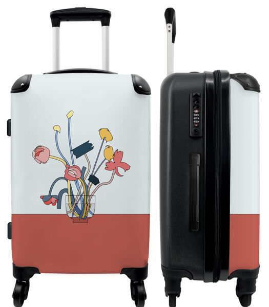 Handbagage Koffer met 4 wielen en TSA slot (Planten - Abstract - Vaas)