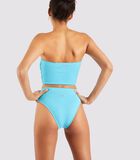 Turquoise bikinibroekje met hoge taille en kreukeffect Manha Scrunchy image number 3