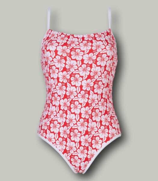 1-delig zwempak voor meisjes met dunne bandjes papeete rood