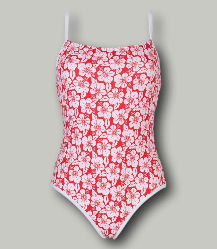 1-delig zwempak voor meisjes met dunne bandjes papeete rood image number 0