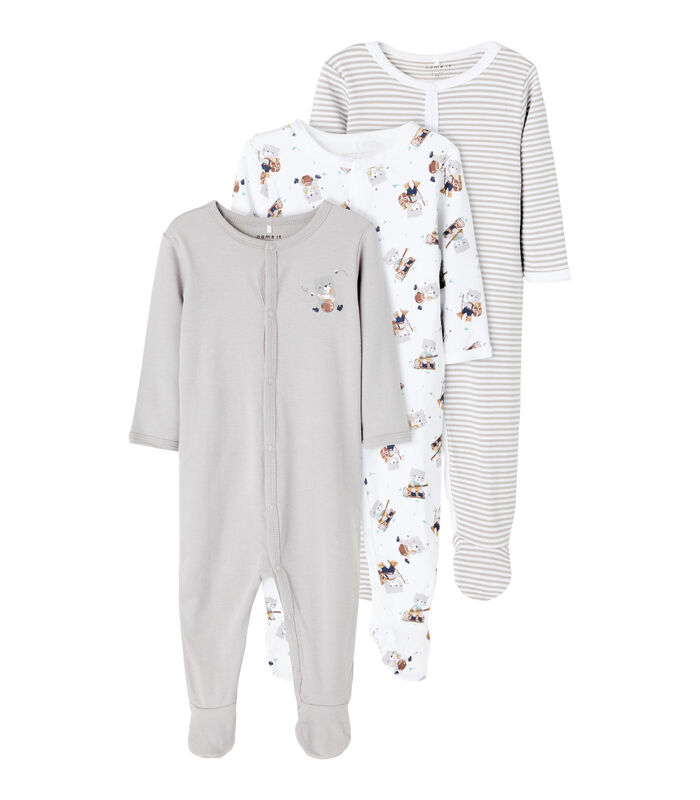 Baby romper 3-pack Nightsuit Alloy Bear image number 0