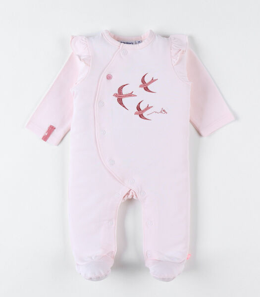 Jersey 1-delige pyjama met zwaluwen, roos