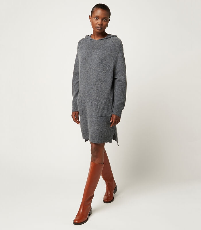 Robe capuche oversize en laine et coton image number 0