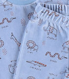 Fluwelen 2-delige pyjama met dierenprint, blauw image number 2