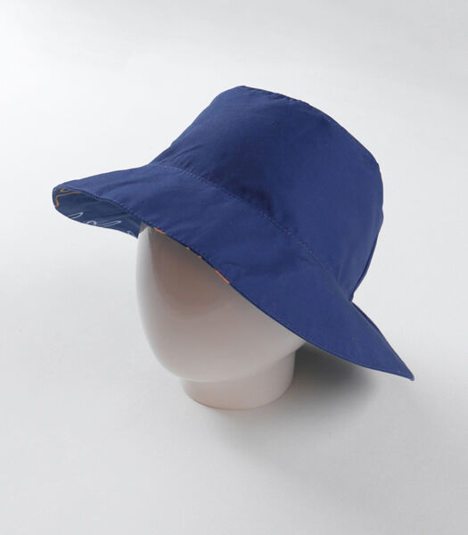 Omkeerbare hoed met zeesterrenprint, donkerblauw/oranje