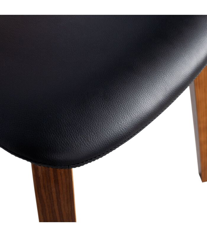 Chaise de table - Bois/cuir PU - Noir/noisette - 81x48x50 cm - Classic image number 3