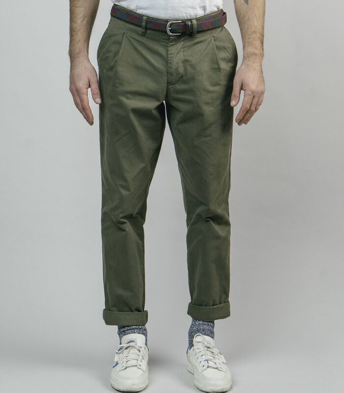 Pleated Chino Pants Olive image number 0
