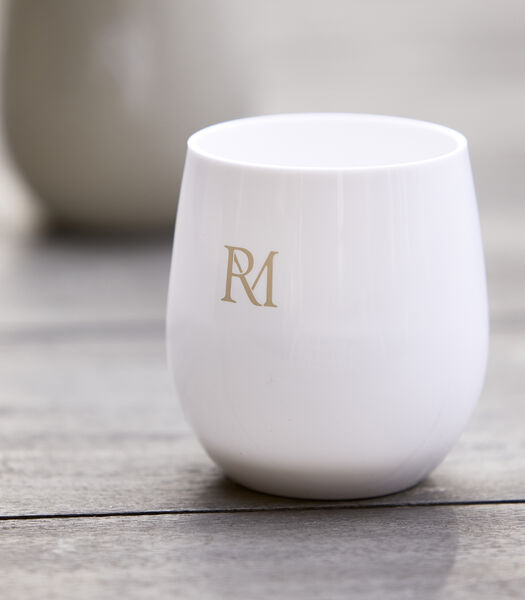 RM Monogram Outdoor Waterglas kunststof - wit met RM logo 385 ml