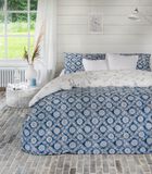 Housse de couette Crossed Flowers Blue/Off White Coton image number 2