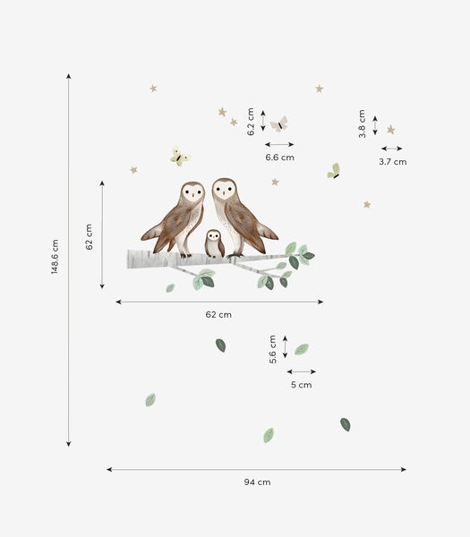 KHARU - Muurstickers - De uilen op de tak