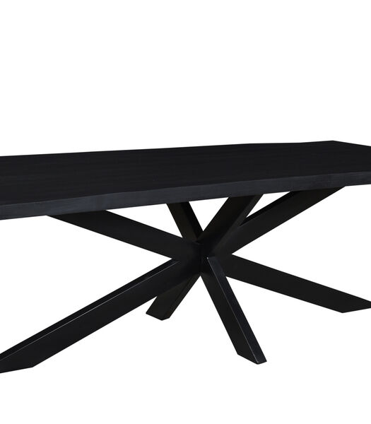 Black Omerta - Table de salle à manger - mangue - noir - rectangle - 220cm - pied araignée en acier - laqué noir