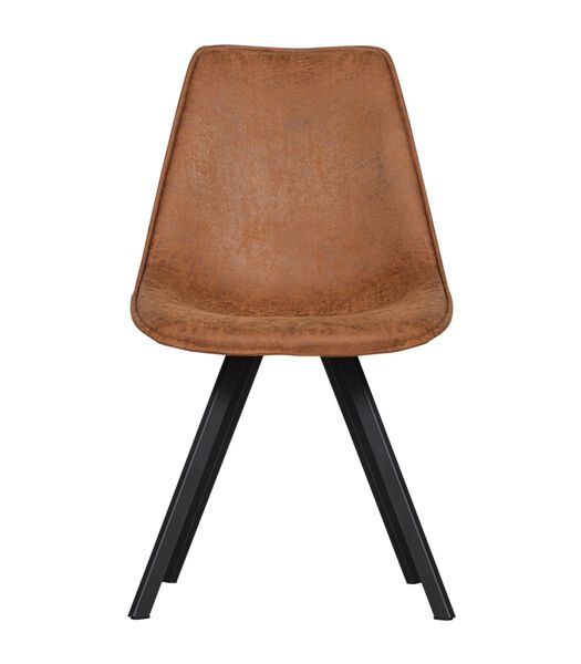 Lot de 2 chaises de table - Cuir PU - Cognac - 84,5x50x61,5 cm - Swen