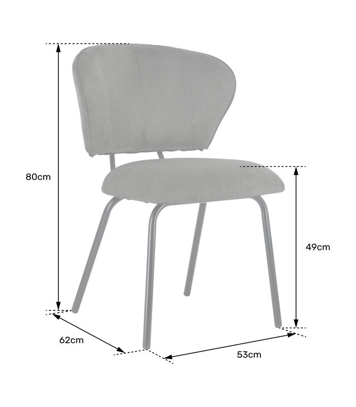 Set van 2 NILSA beige ribfluwelen stoelen image number 4