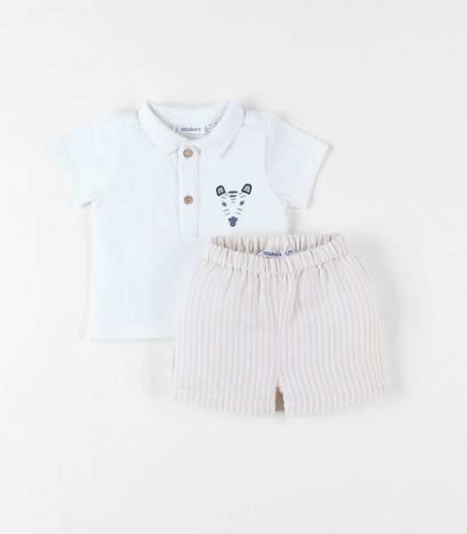 Set polo + short, beige/écru